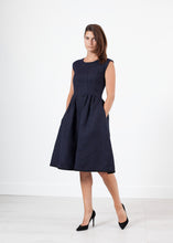 Load image into Gallery viewer, Pleated Rita Dress in Dark Navy
