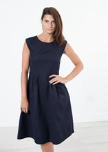 Load image into Gallery viewer, Pleated Rita Dress in Dark Navy
